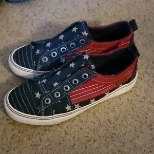 Ladies red white and blue shoes
